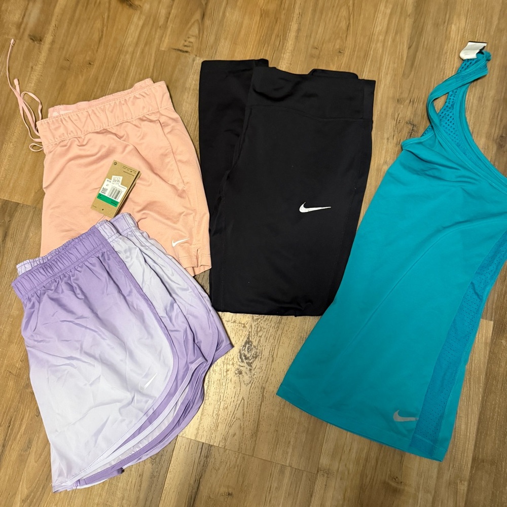 Nike Activewear Set - Black, Pink, Purple, and Teal